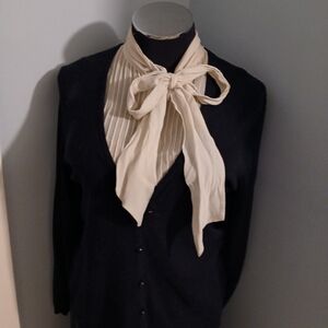 Ralph Lauren Black Cardigan W/ Cream Bow Detail